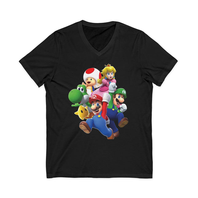 Mario & Friends Crew V-Neck Tee — Retro Video Game Character Graphic Shirt