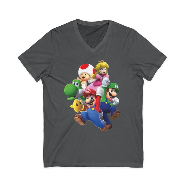 Mario & Friends Crew V-Neck Tee — Retro Video Game Character Graphic Shirt